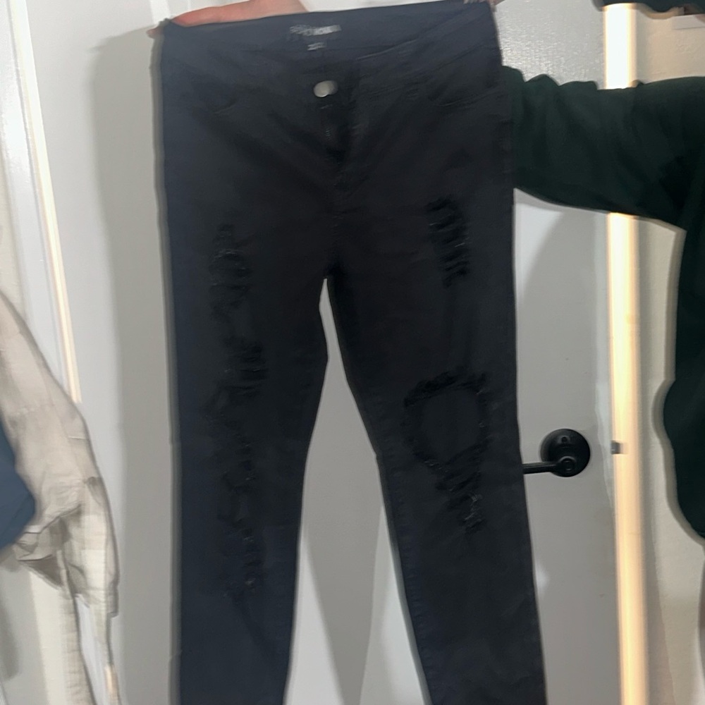 Fashion Nova Charcoal Distressed Jeans